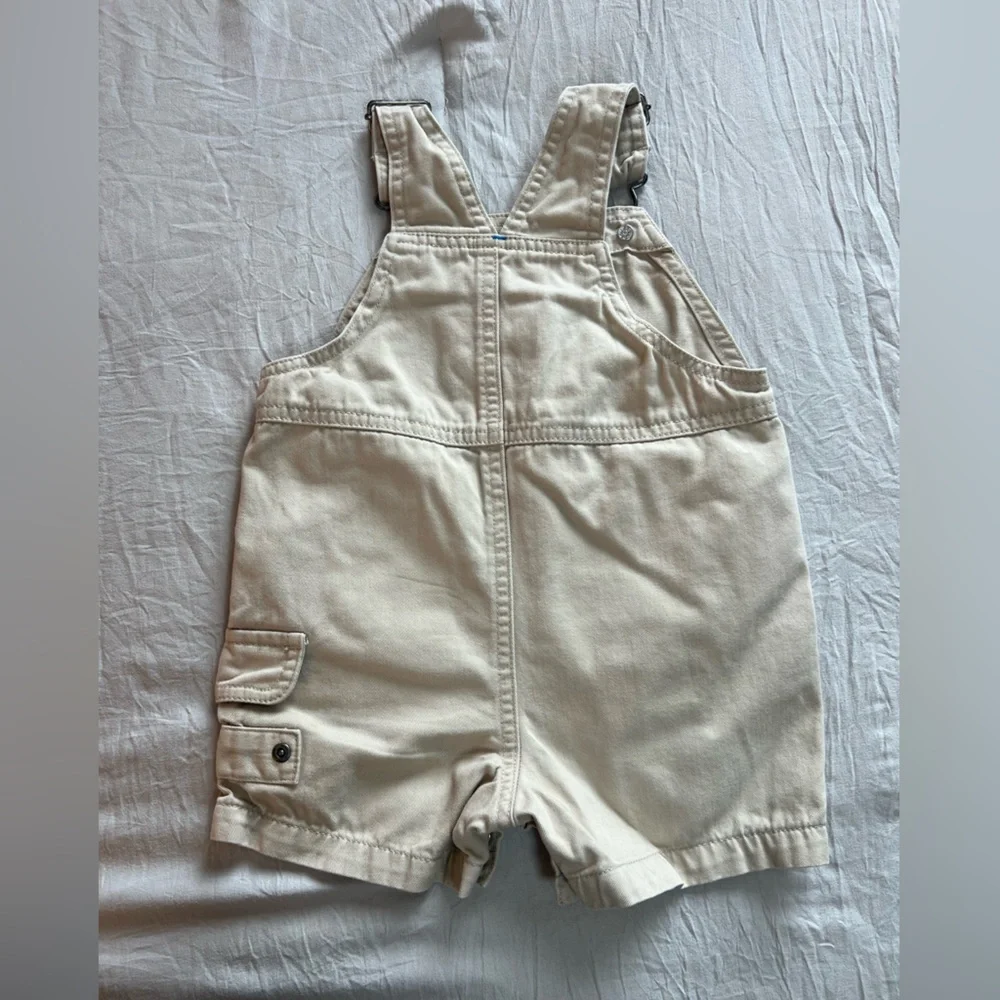 Carter's Beige Overalls‎ with Fun Patches Size 9 Months